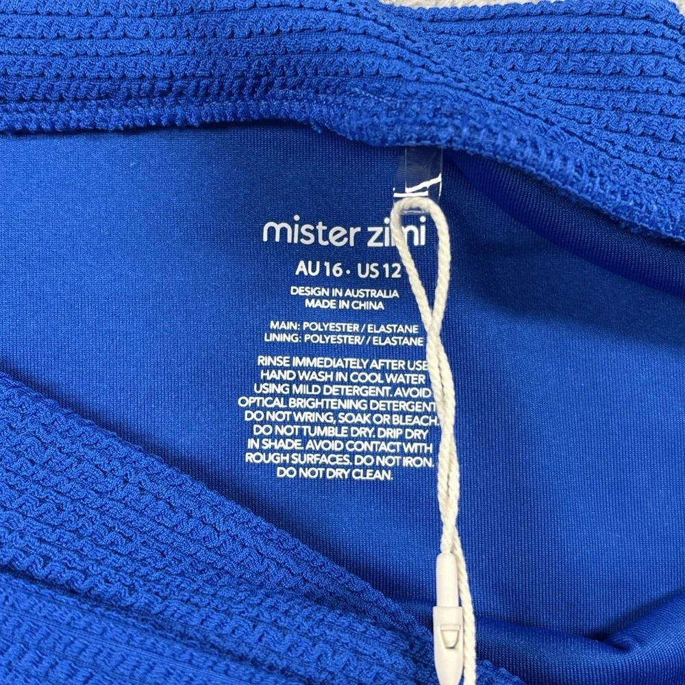 Mister Zimi High-Waist Blue Textured Bathing Suit Bottoms Size 12 NWT